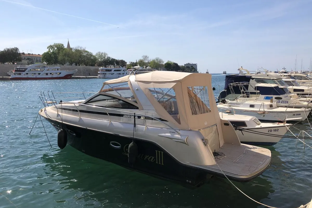 Exterior view of Laura III, a Grginić jahte Mirakul 30 Sport Open motorboat at Grad Biograd na Moru, Croatia
