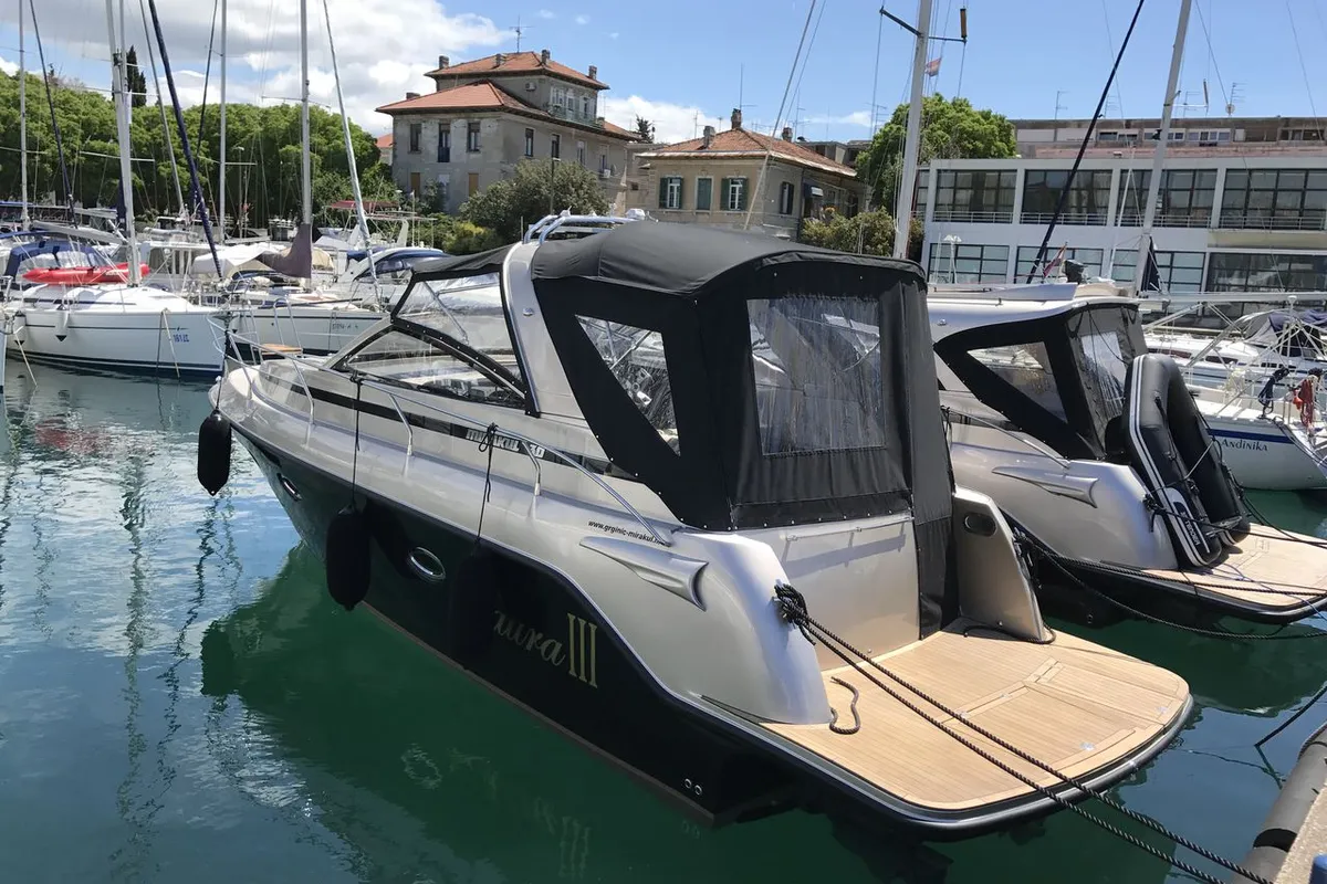 Exterior view of Laura III, a Grginić jahte Mirakul 30 Sport Open motorboat at Grad Biograd na Moru, Croatia
