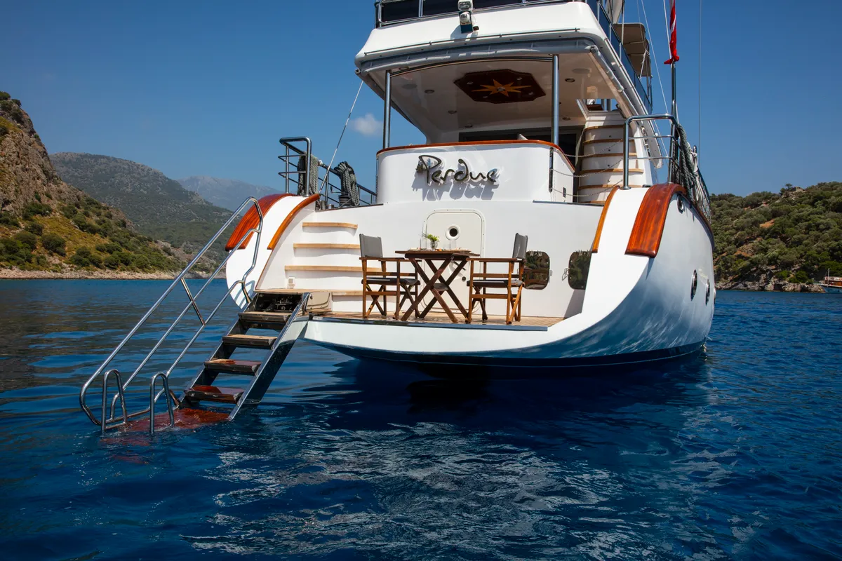 Exterior view of Premium, a Gulet Motor sailer motor yacht at Fethiye, Turkey