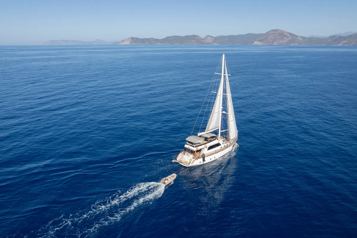 Exterior view of Premium, a Gulet Motor sailer motor yacht at Fethiye, Turkey