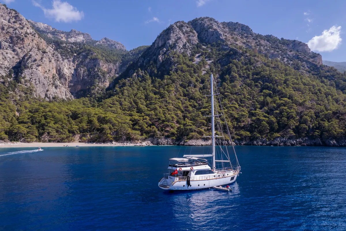 Exterior view of Premium, a Gulet Motor sailer motor yacht at Fethiye, Turkey