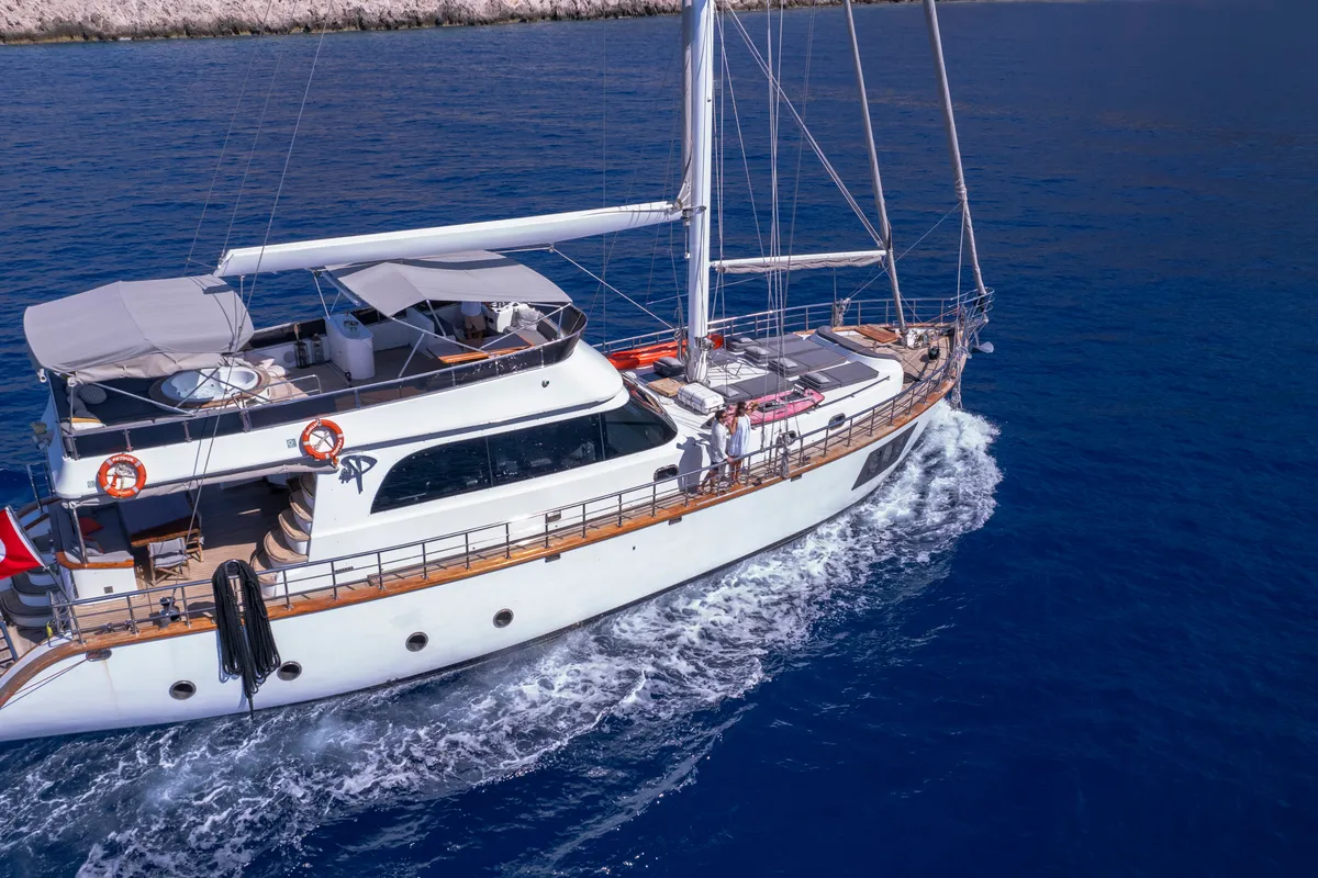 Exterior view of Premium, a Gulet Motor sailer motor yacht at Fethiye, Turkey