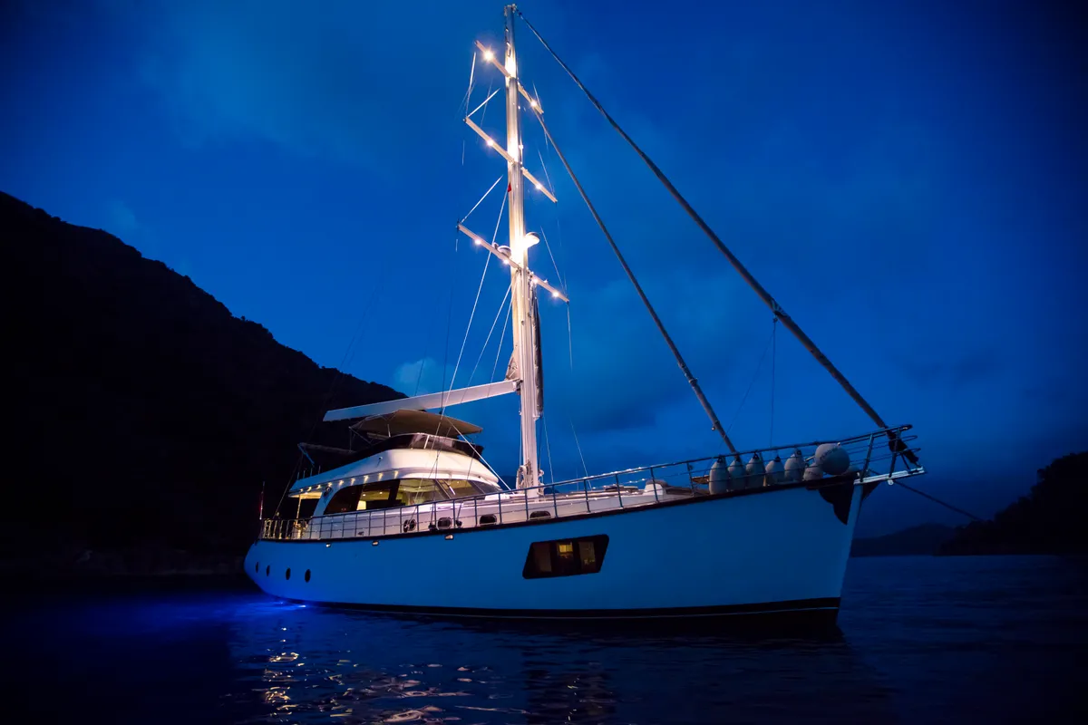 Exterior view of Premium, a Gulet Motor sailer motor yacht at Fethiye, Turkey