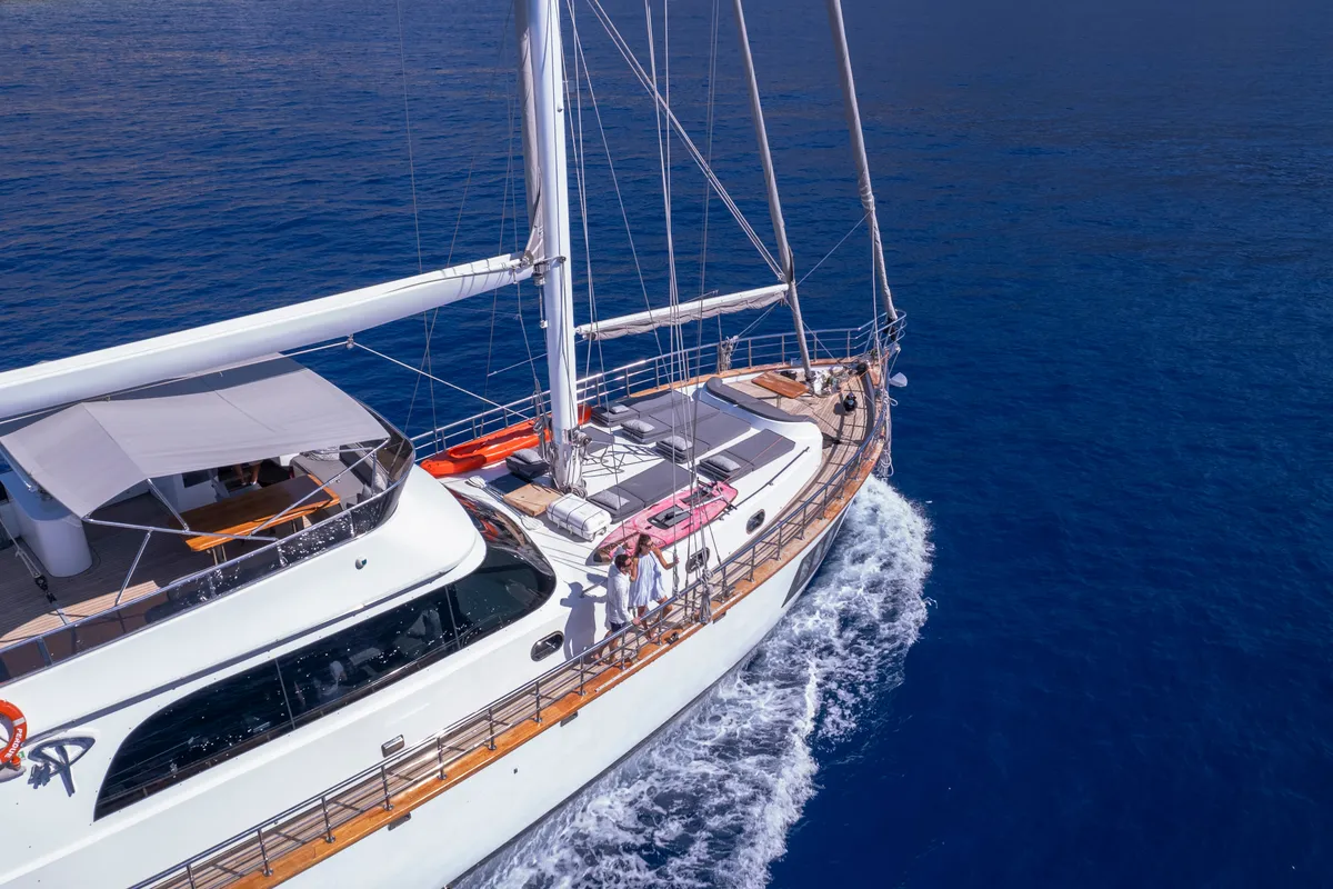 Exterior view of Premium, a Gulet Motor sailer motor yacht at Fethiye, Turkey