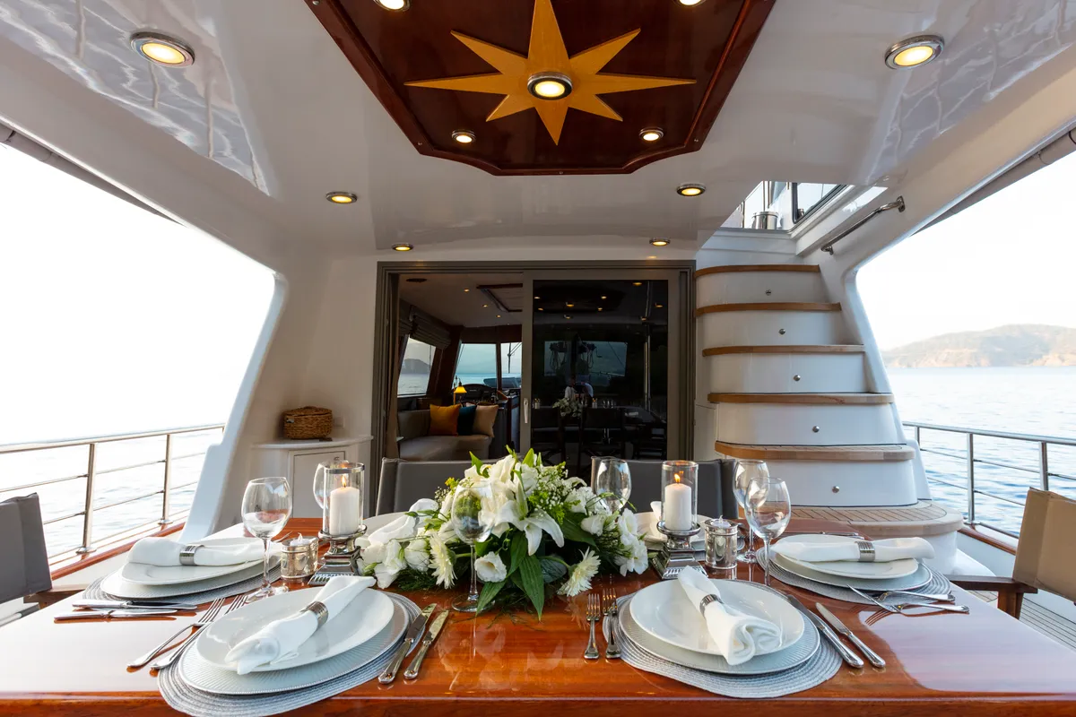 Deck of Premium, a Gulet Motor sailer motor yacht at Fethiye, Turkey