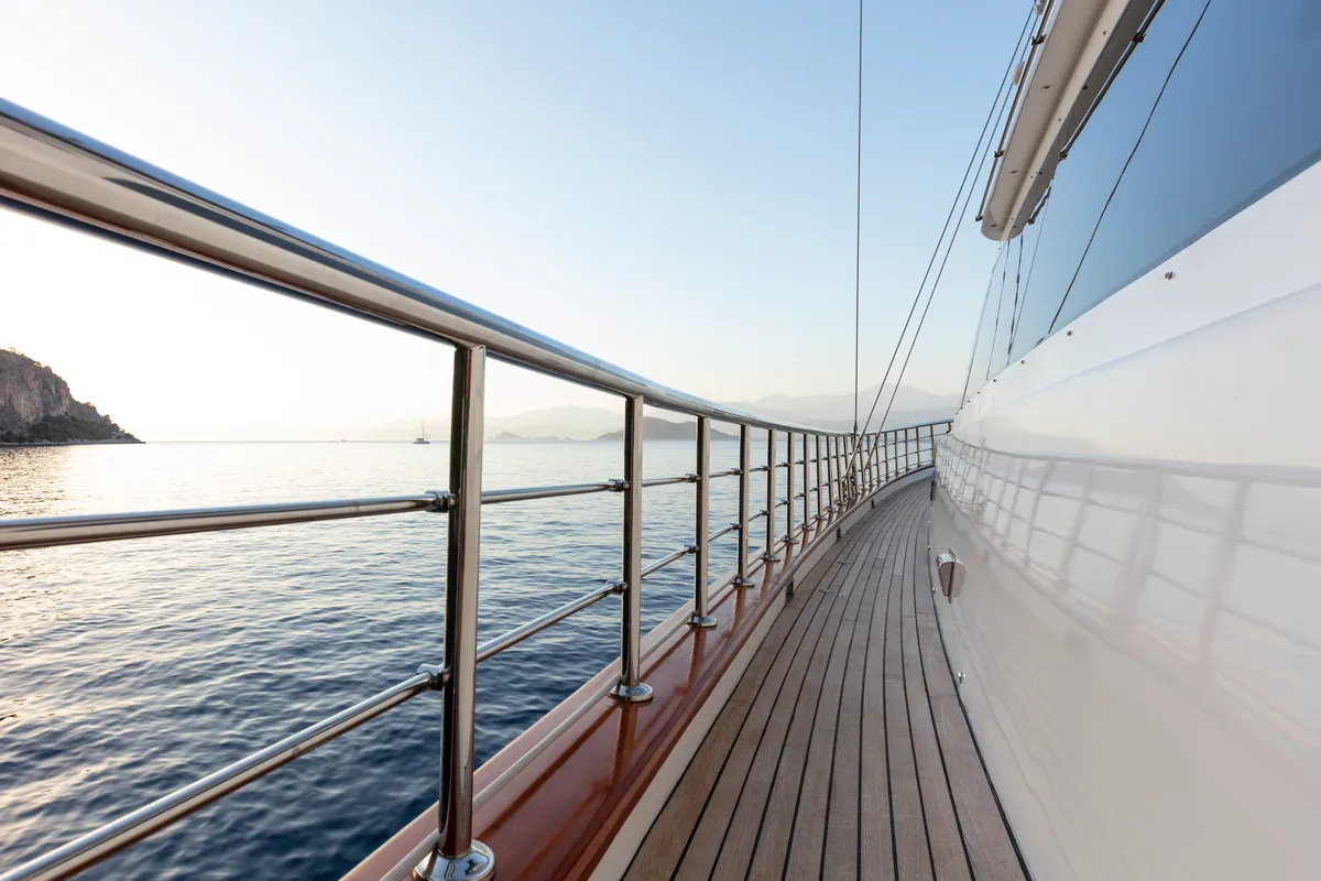 Deck of Premium, a Gulet Motor sailer motor yacht at Fethiye, Turkey