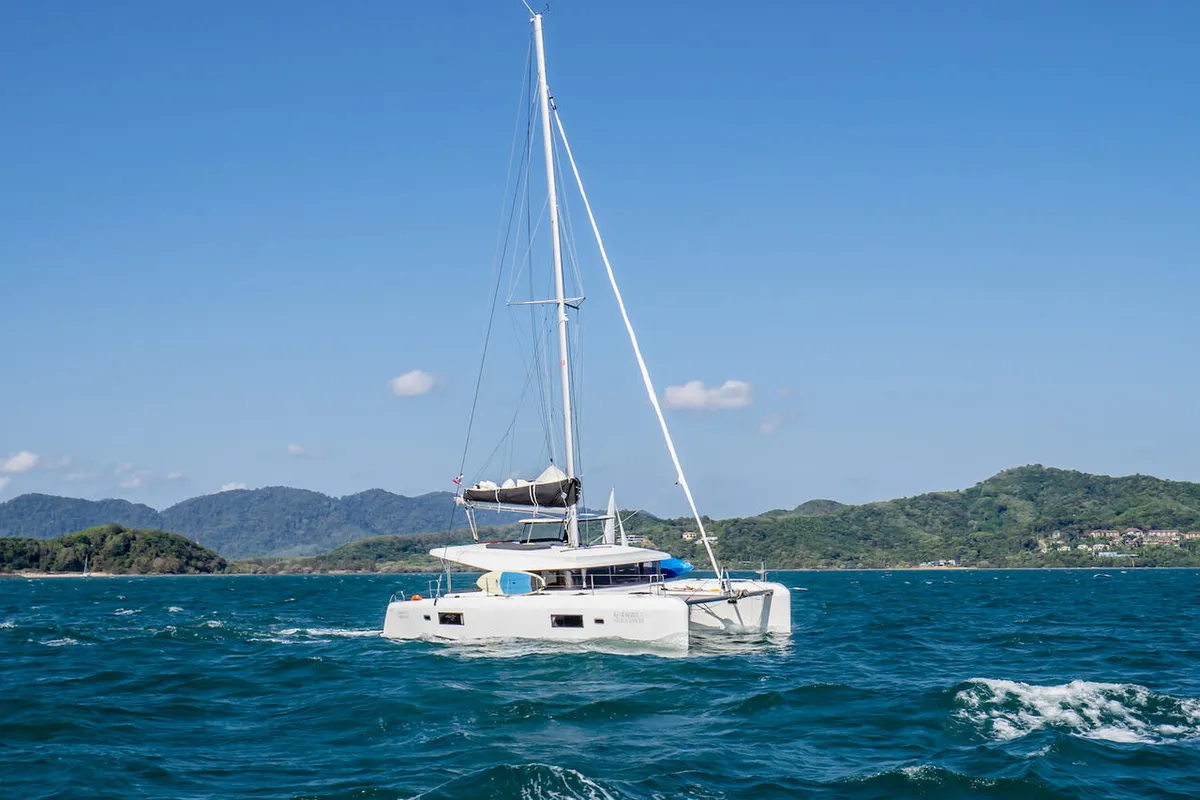 Exterior view of Cloud Dancer, a Lagoon 42 catamaran at Pa Khlok, Thailand