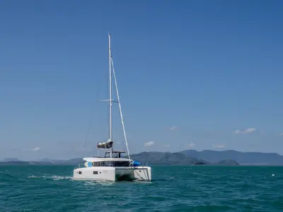 Exterior view of Cloud Dancer, a Lagoon 42 catamaran at Pa Khlok, Thailand
