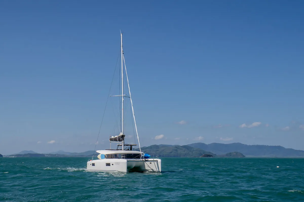 Exterior view of Cloud Dancer, a Lagoon 42 catamaran at Pa Khlok, Thailand