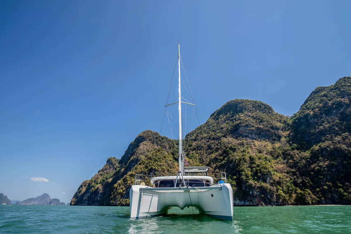 Exterior view of Cloud Dancer, a Lagoon 42 catamaran at Pa Khlok, Thailand