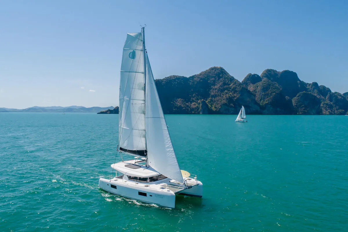 Exterior view of Cloud Dancer, a Lagoon 42 catamaran at Pa Khlok, Thailand