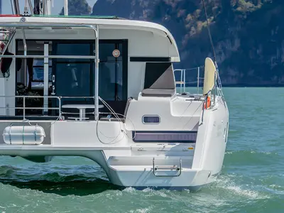Deck of Cloud Dancer, a Lagoon 42 catamaran at Pa Khlok, Thailand