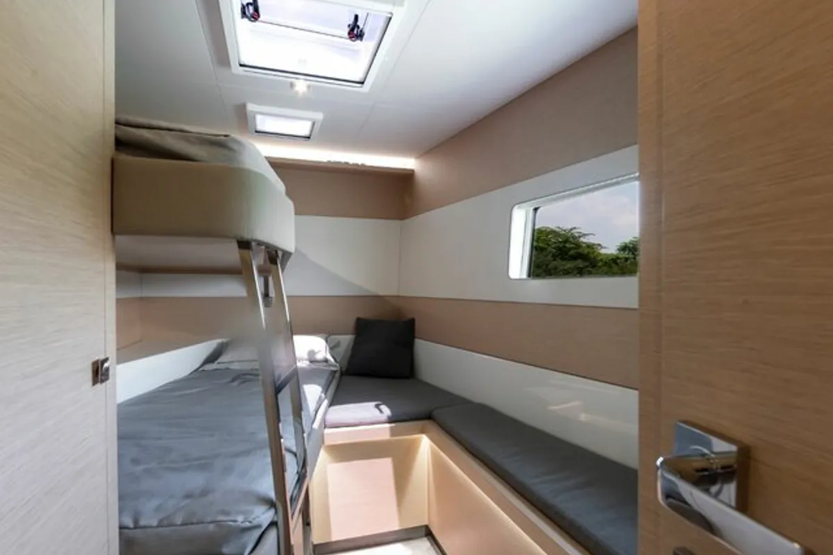 Cabin on Mala, a Fountaine Pajot MY5 catamaran at Seget Donji, Croatia
