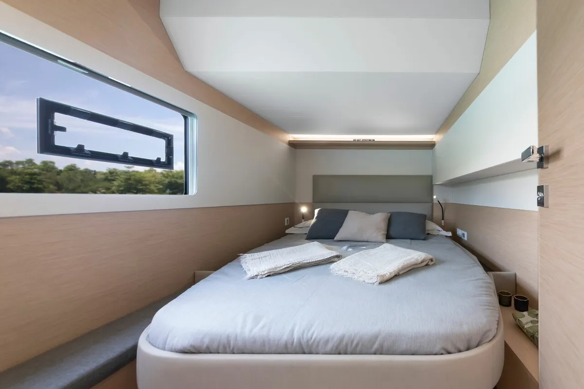 Cabin on Mala, a Fountaine Pajot MY5 catamaran at Seget Donji, Croatia