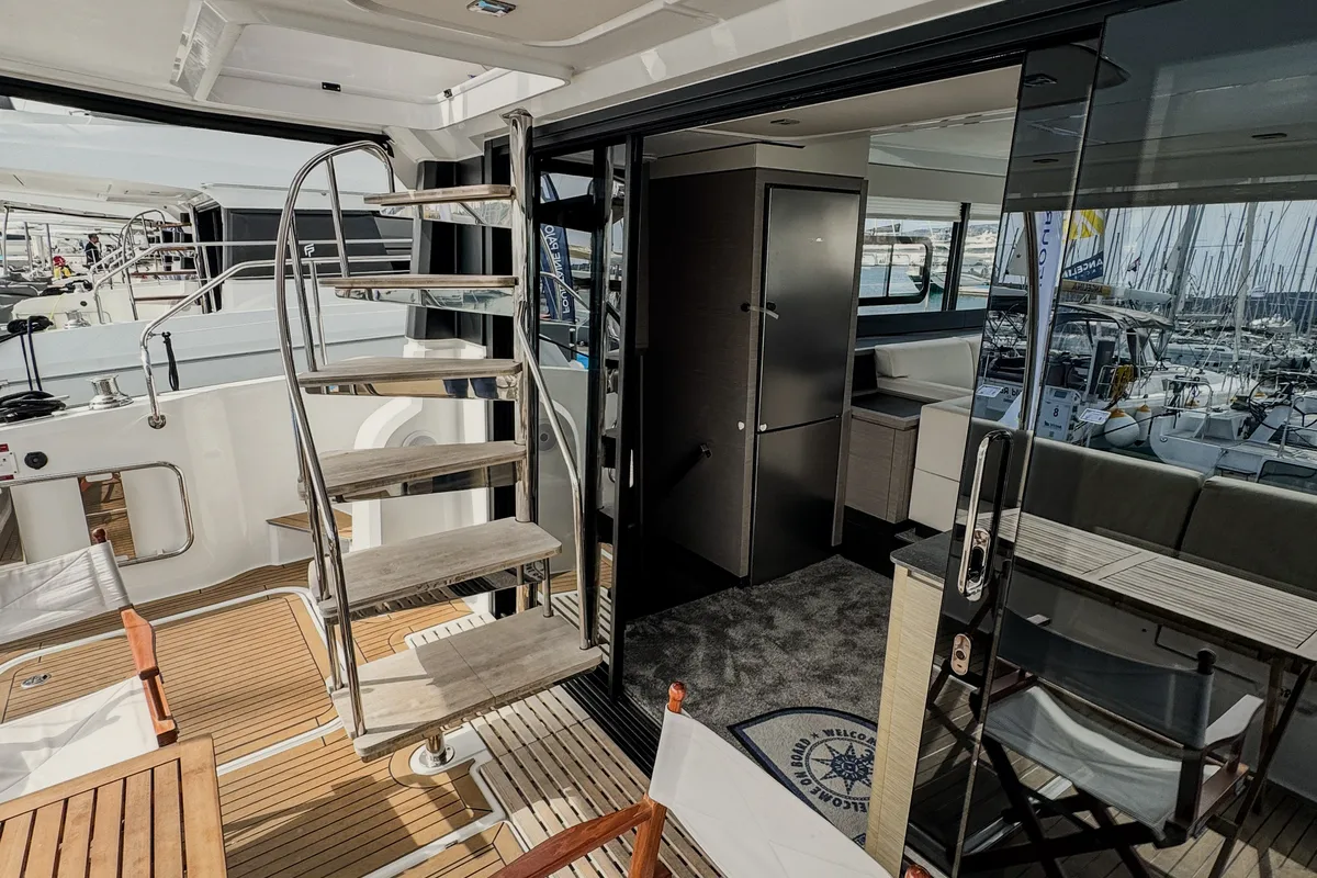 Deck of Mala, a Fountaine Pajot MY5 catamaran at Seget Donji, Croatia