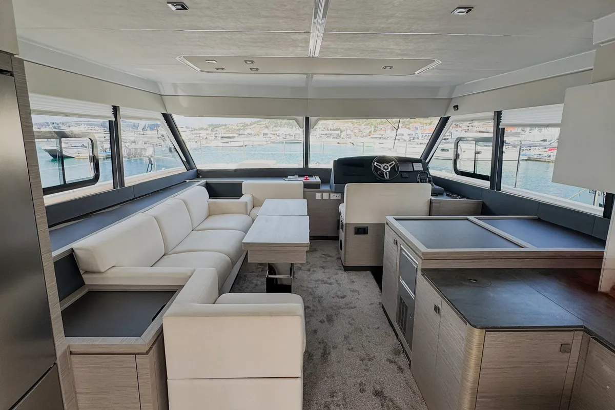 Salon of Mala, a Fountaine Pajot MY5 catamaran at Seget Donji, Croatia