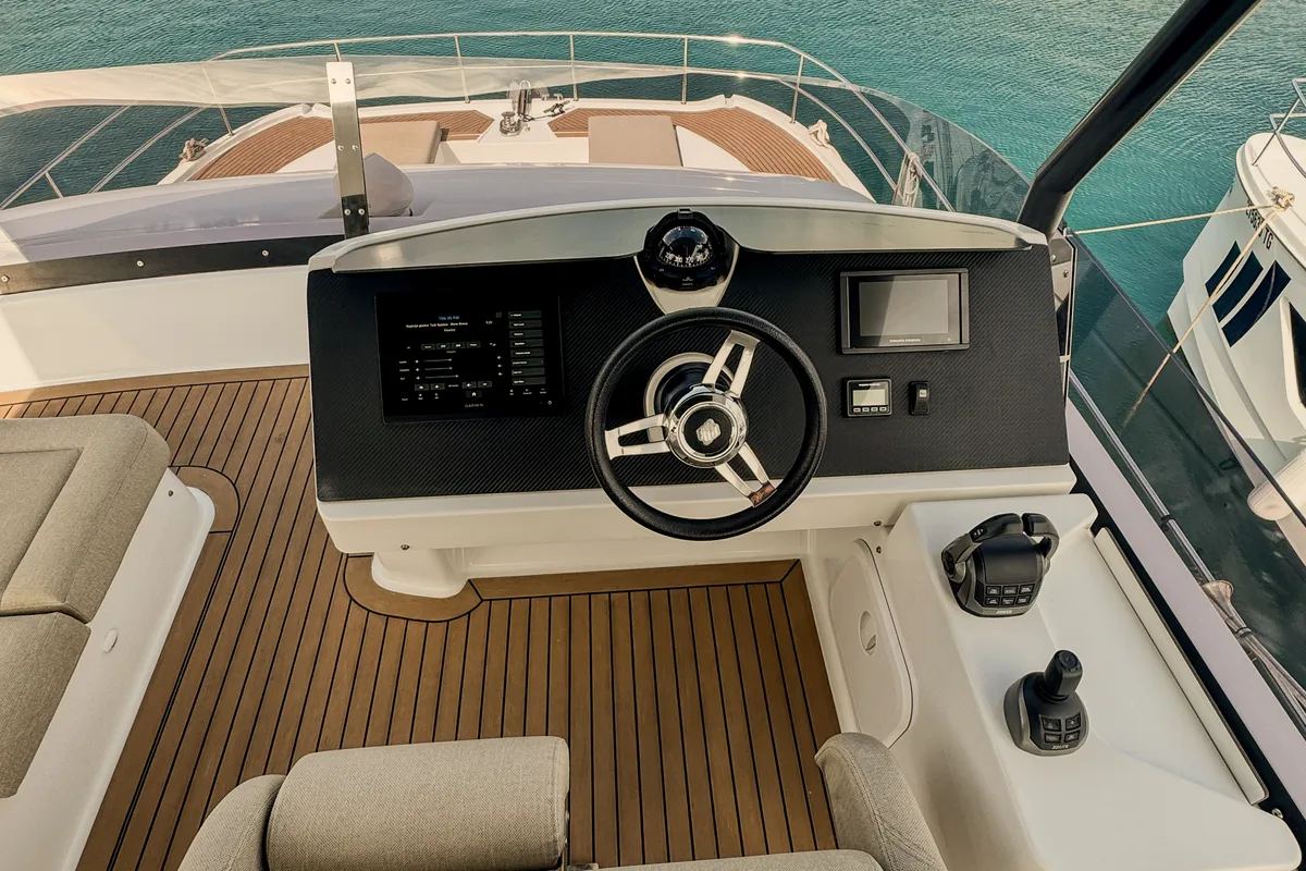 Cockpit of Mala, a Fountaine Pajot MY5 catamaran at Seget Donji, Croatia