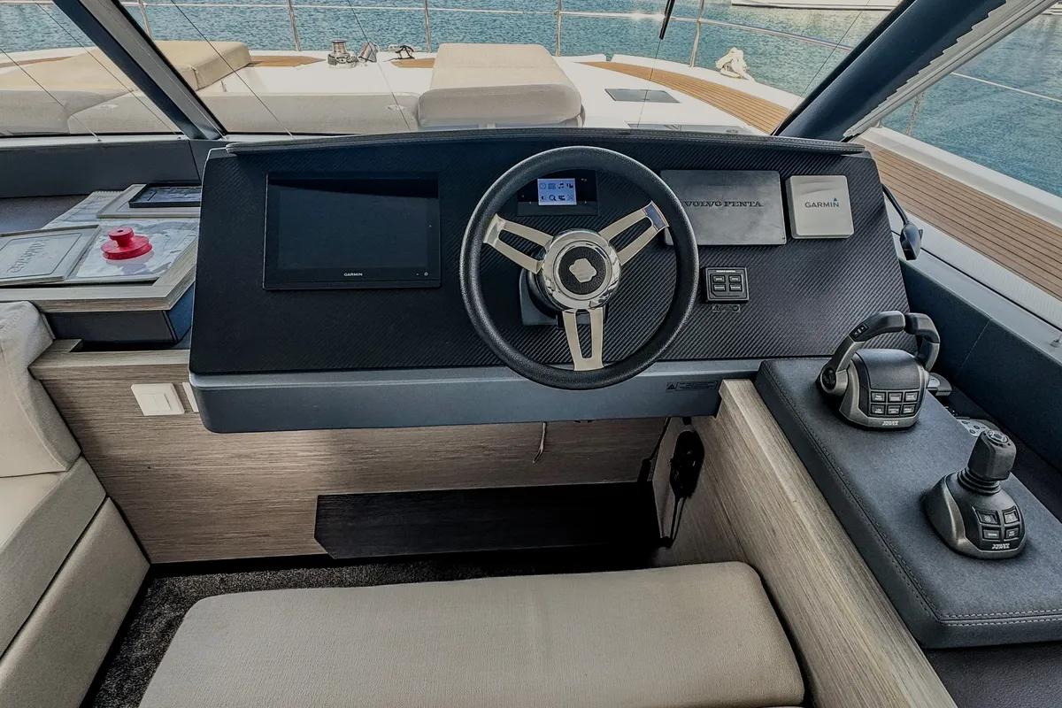 Cockpit of Mala, a Fountaine Pajot MY5 catamaran at Seget Donji, Croatia