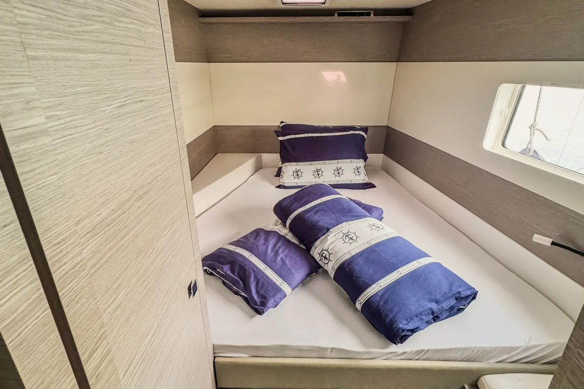 Cabin on Mala, a Fountaine Pajot MY5 catamaran at Seget Donji, Croatia