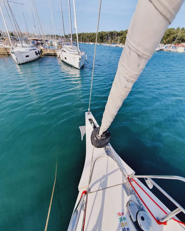 Deck of Novara, a Bavaria C50 Style sailboat at Grad Pula, Croatia