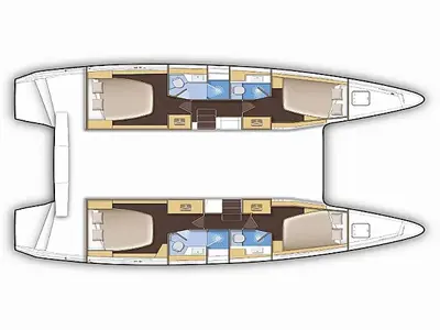Floor plan of Kraken, a Lagoon 42 catamaran at Grad Trogir, Croatia