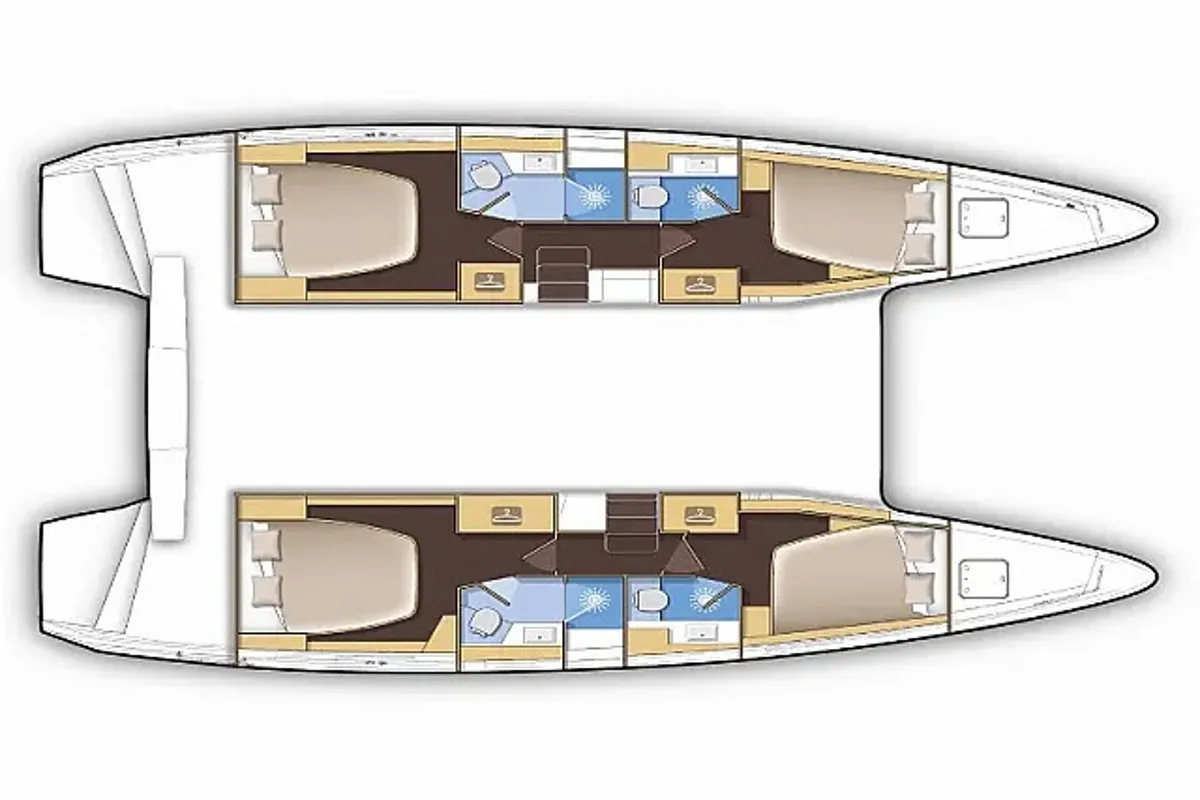 Floor plan of Kraken, a Lagoon 42 catamaran at Grad Trogir, Croatia