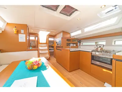 Galley of Capt. Jack Sparrow, a Jeanneau Sun Odyssey 490 sailboat at Municipal Unit of Lefkada, Greece