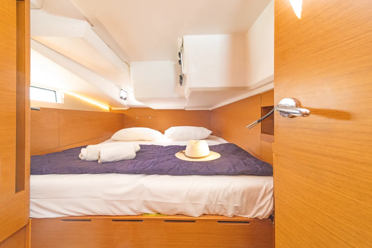 Cabin on Capt. Jack Sparrow, a Jeanneau Sun Odyssey 490 sailboat at Municipal Unit of Lefkada, Greece