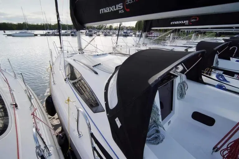 Deck of Kalska Brama, a Northman Maxus 33.1 RS sailboat at Sztynort, Poland
