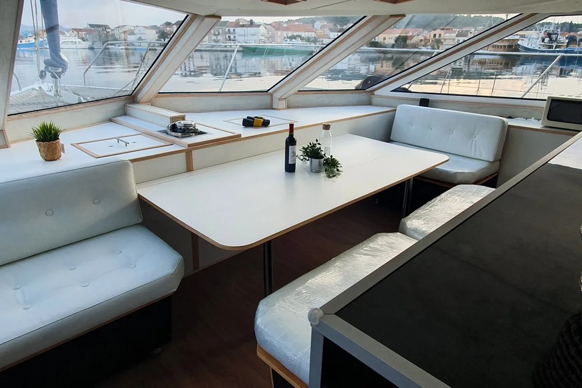 Salon of Upwind, a Custom Made Upwind 50 Eco catamaran at Trogir, Croatia