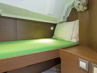Cabin on Salty Kiss, a Beneteau Oceanis 46.1 sailboat at Kos, Greece