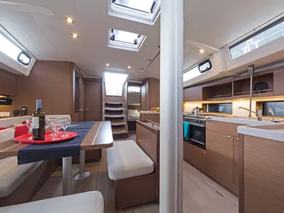 Galley of Salty Kiss, a Beneteau Oceanis 46.1 sailboat at Kos, Greece