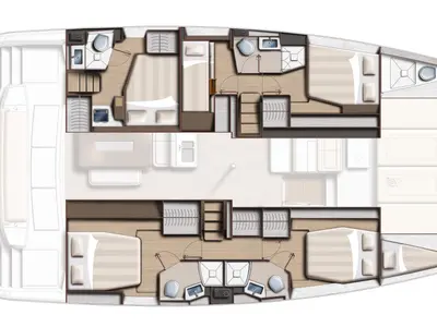 Floor plan of Orsa2, a Bali 4.6 catamaran at Cannigione, Italy