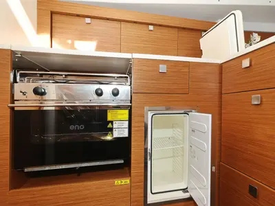 Galley of Bela, a Hanse 410 sailboat at Grad Biograd na Moru, Croatia