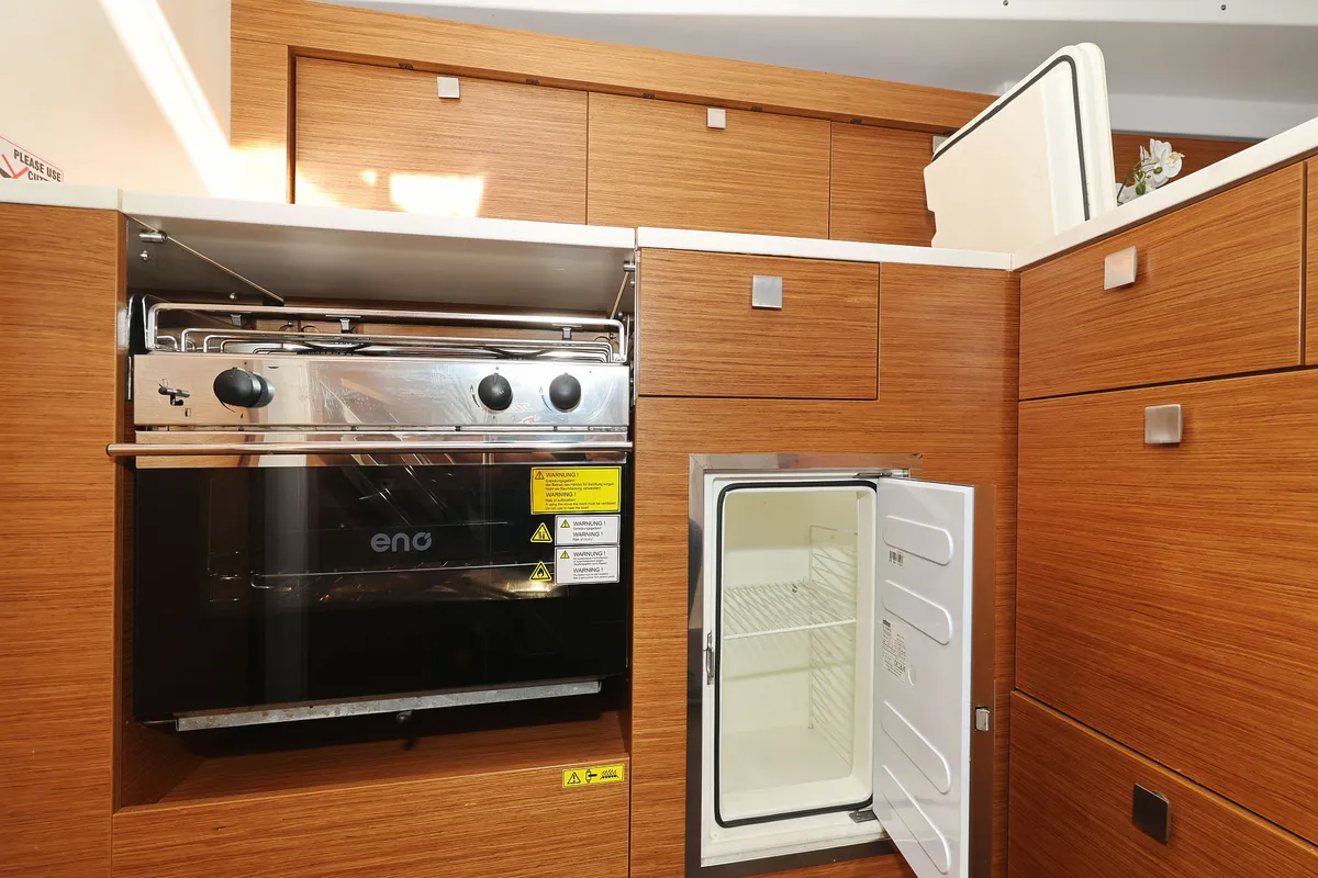 Galley of Bela, a Hanse 410 sailboat at Grad Biograd na Moru, Croatia