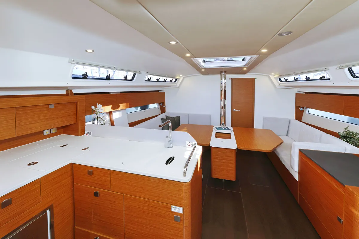 Salon of Bela, a Hanse 410 sailboat at Grad Biograd na Moru, Croatia