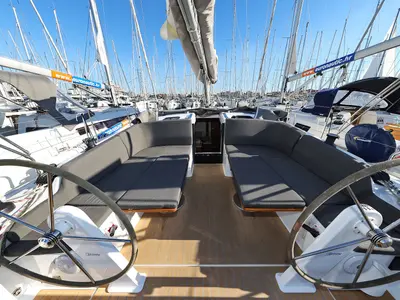 Deck of Bela, a Hanse 410 sailboat at Grad Biograd na Moru, Croatia