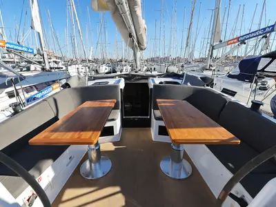 Cockpit of Bela, a Hanse 410 sailboat at Grad Biograd na Moru, Croatia