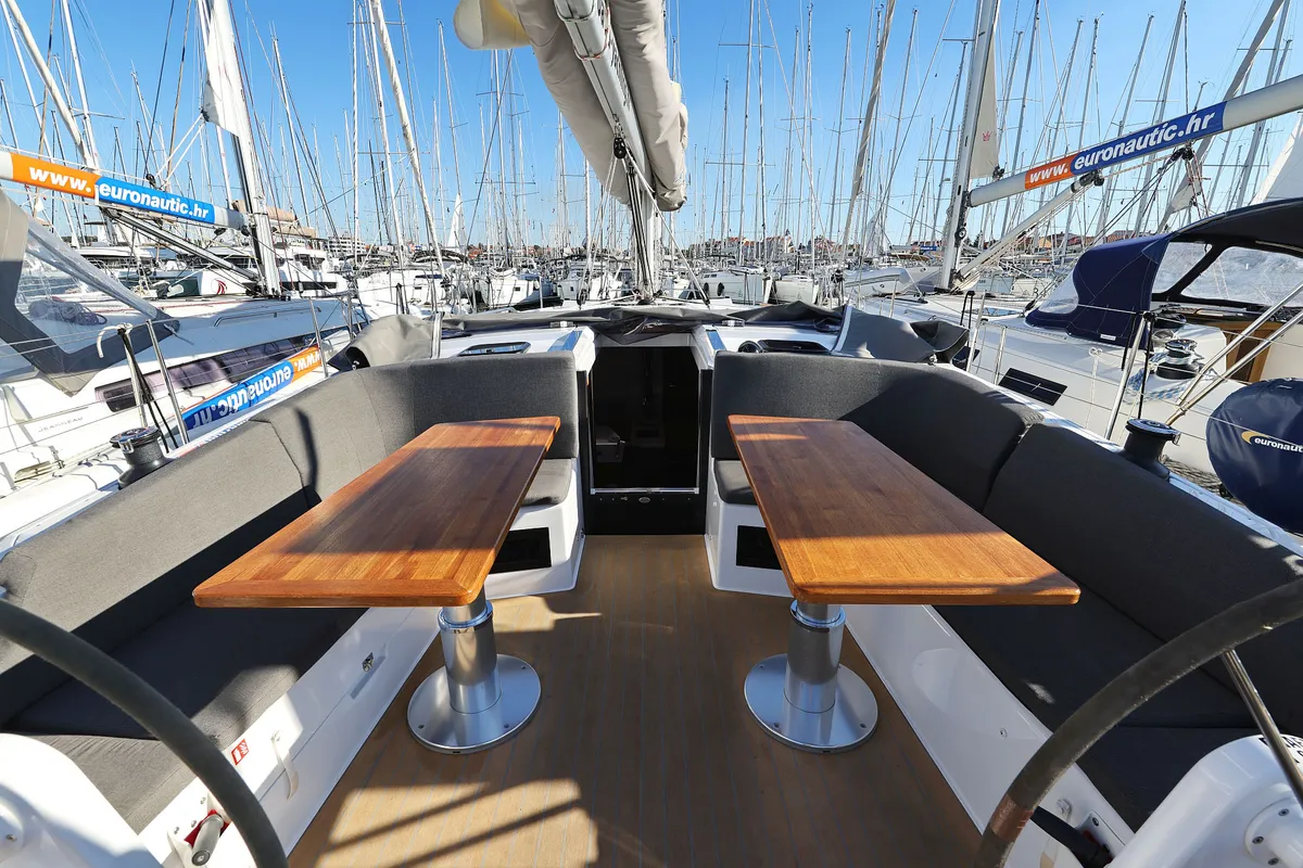 Cockpit of Bela, a Hanse 410 sailboat at Grad Biograd na Moru, Croatia