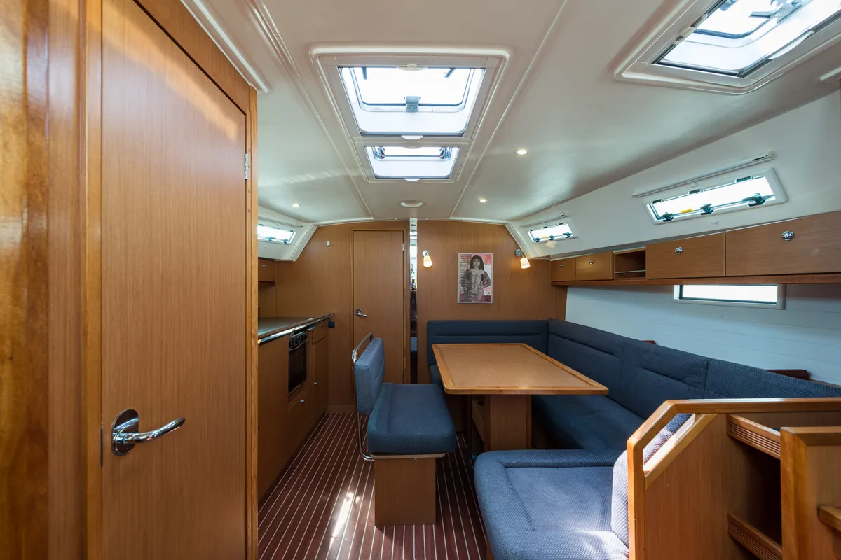 Salon of Deneb, a Bavaria 40 Cruiser sailboat at Kavala, Greece