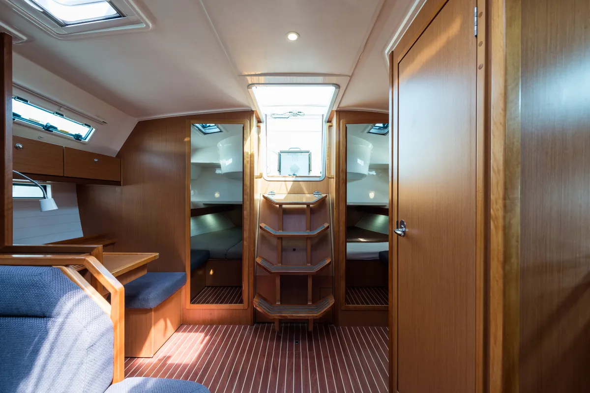Salon of Deneb, a Bavaria 40 Cruiser sailboat at Kavala, Greece