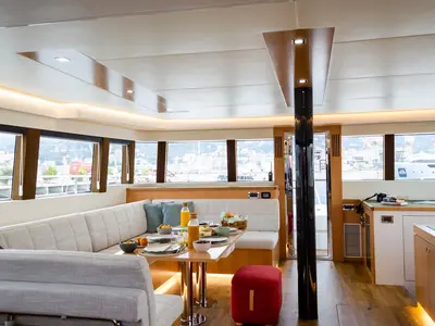 Galley of October, a Mazarin 55 catamaran at Seget Donji, Croatia