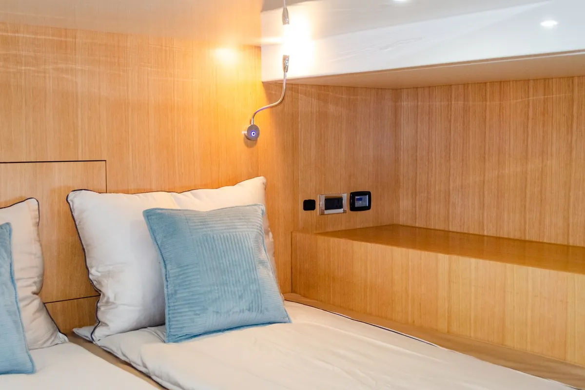 Cabin on October, a Mazarin 55 catamaran at Seget Donji, Croatia