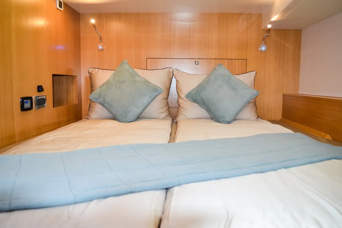 Cabin on October, a Mazarin 55 catamaran at Seget Donji, Croatia