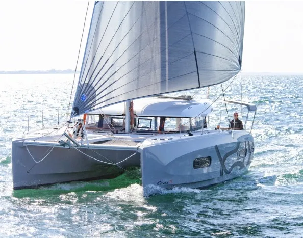 Exterior view of Team Let's Go, a Excess 11 - 4 + 1 + 1 cab. catamaran at Mytikas, Greece