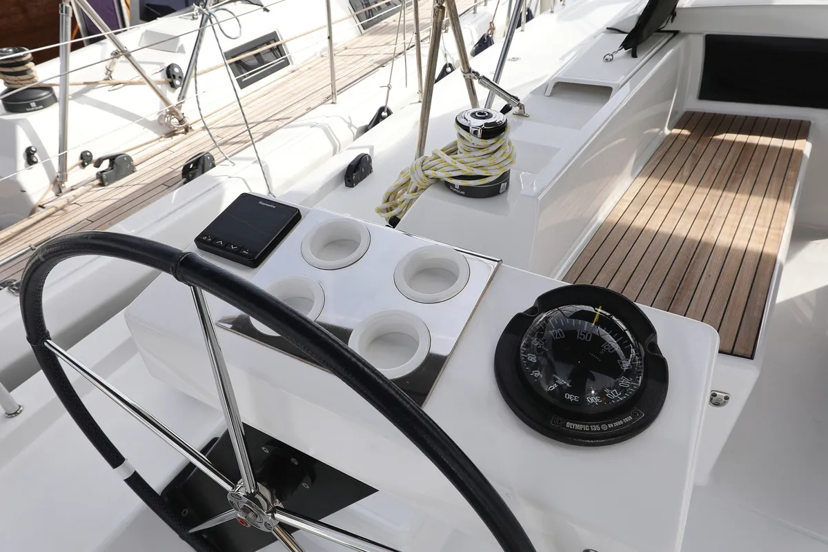 Cockpit of Cupid, a Dufour 470 sailboat at Općina Sukošan, Croatia