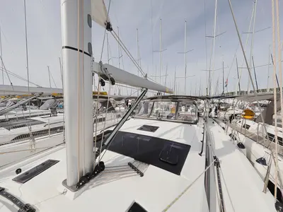 Deck of Cupid, a Dufour 470 sailboat at Općina Sukošan, Croatia