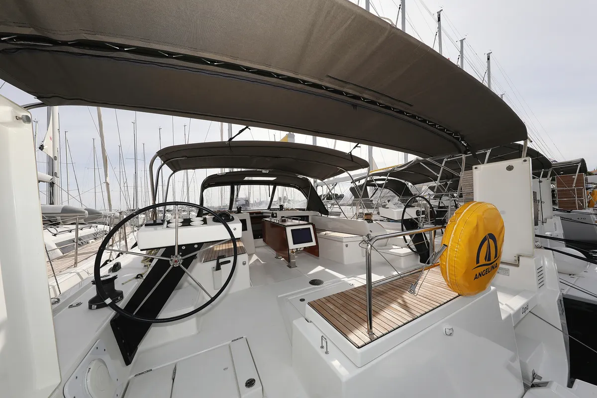 Cockpit of Cupid, a Dufour 470 sailboat at Općina Sukošan, Croatia