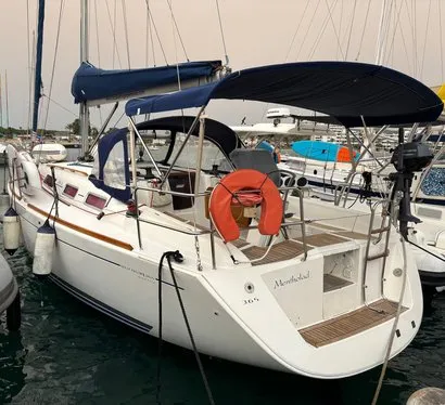 Deck of Mentholad, a Dufour 365 GL sailboat at Sant Antoni de Portmany, Spain