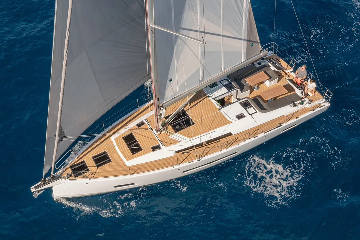 Exterior view of Invalid, a Hanse 460 sailboat at Grad Biograd na Moru, Croatia